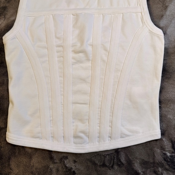 Express Brand New Fitted Crew Neck Corset Tank - White - Size Small - Picture 7 of 14
